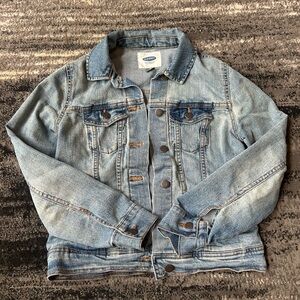 OLD NAVY Faded Denim Collared Jacket With Bronze Buttons & Pockets